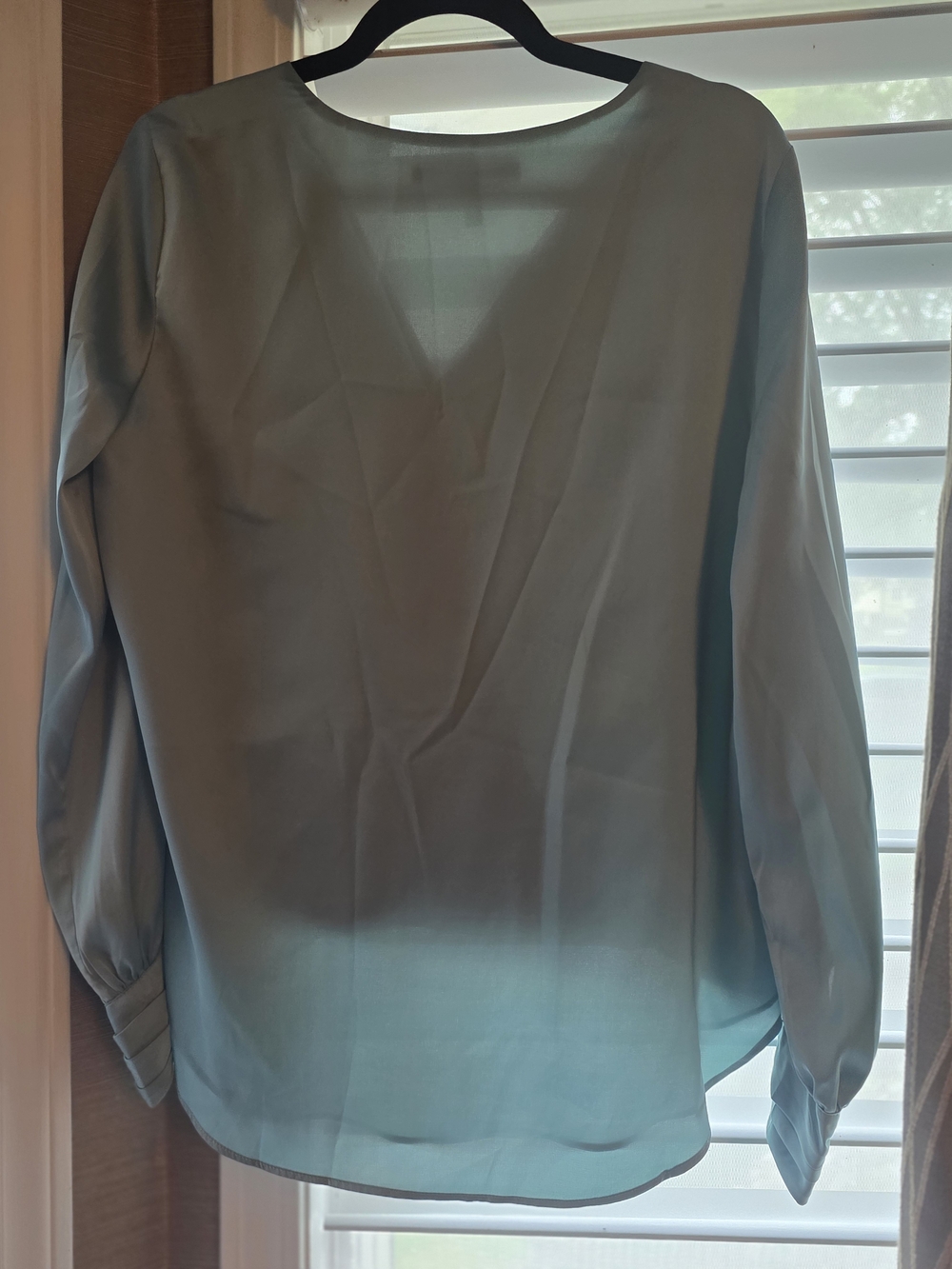 White House Black Market Teal Blue Surplice Blouse - Picture 3 of 3